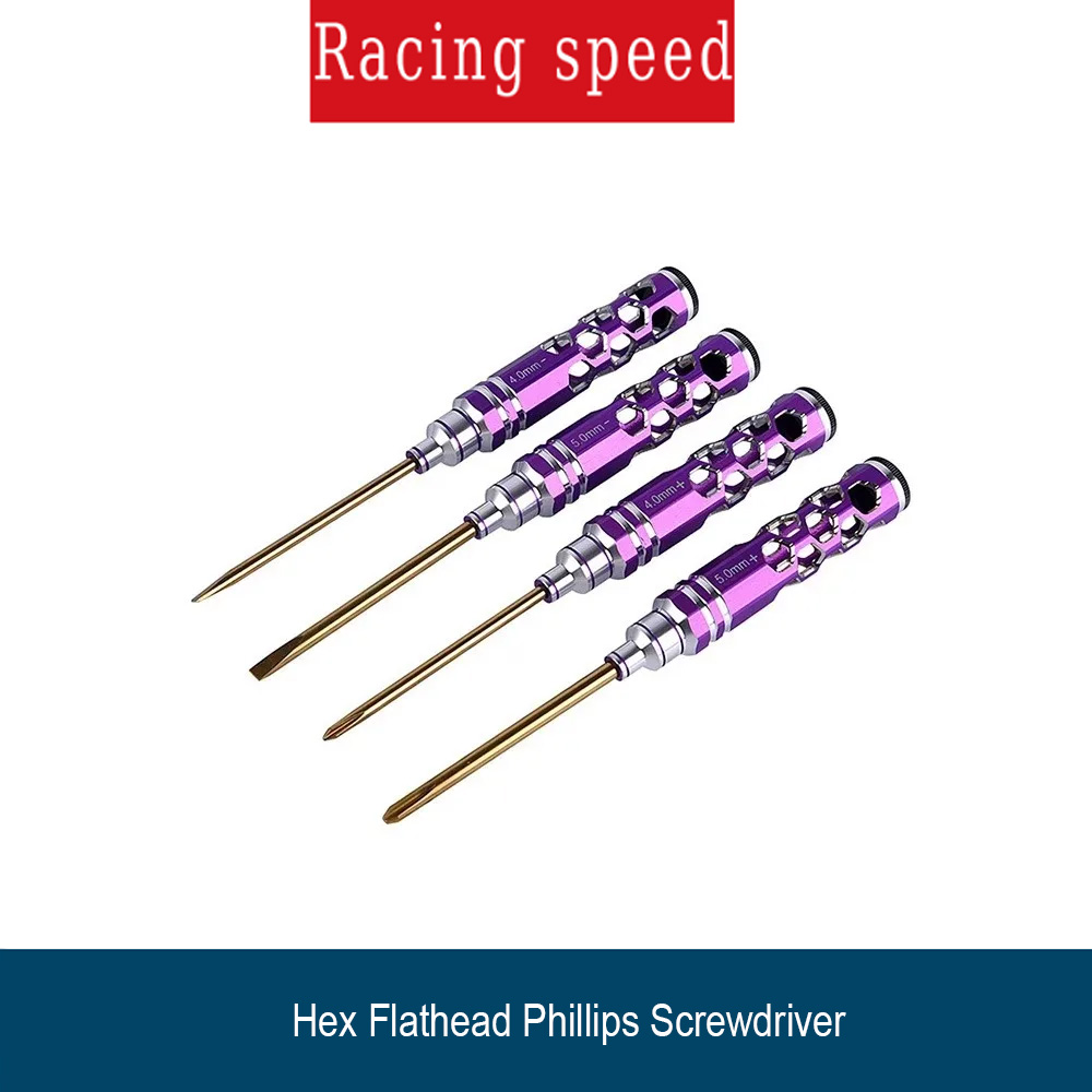 Rc Helicopter Tool Kit - 4-teiliges Sechskant-Flachkopf-Kreuzschlitzschraubendreher-Set 1.5/2.0/2.5/3.0/4.0/5.5/7.0/8.0 mit Hohlgriff für