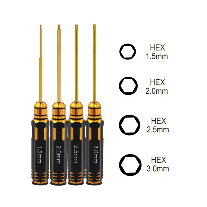 Rc Helicopter Tool Kit - 4-teiliges Sechskant-Schraubendreher-Set, Titan-Sechskant-Schraubendreher, Schraubenschlüssel-Werkzeug-Set für RC-Car-Hubschrauber,